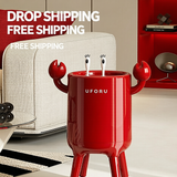 Quirky Red Crab-Inspired Tall Trash Can with Googly Eyes & Claws | Funny Glossy Character Waste Bin with Three Legs for Living Room, Playroom & Home Decor