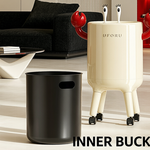Quirky Red Crab-Inspired Tall Trash Can with Googly Eyes & Claws | Funny Glossy Character Waste Bin with Three Legs for Living Room, Playroom & Home Decor