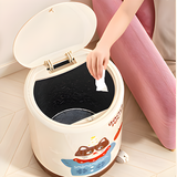 Cute Cartoon Pet Rolling Trash Can with Press-Top Lid | Playful Dog & Cat Themed Waste Bin on Wheels for Kids' Room, Nursery & Living Room | Green & Brown Base
