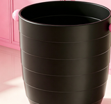 Modern Ribbed Round Trash Can with Playful Side Knobs | Stackable Open-Top Waste Bin with Fun Accents for Bedroom, Kids' Room & Living Room | White & Black